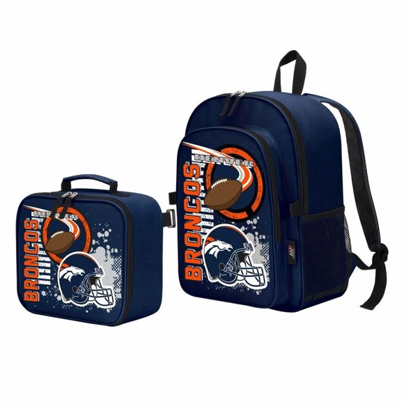 NFL Denver Broncos "Accelerator" Backpack & Lunch Kit Set, 16" x 9.5" x 12" NEW - Picture 2 of 7